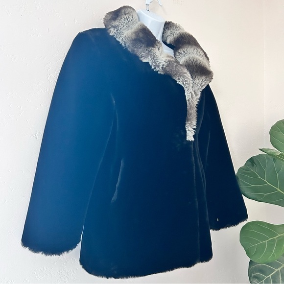 PAMELA MCCOY Faux Fur Coat Size S/XS Shawl Collar Mobwife - Picture 5 of 14